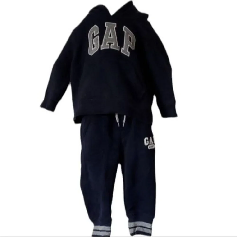 Gap Kids Arch Jogger Set Sweat Pants Sweatshirt Hoodie Hooded Indigo 12-18 MONTH